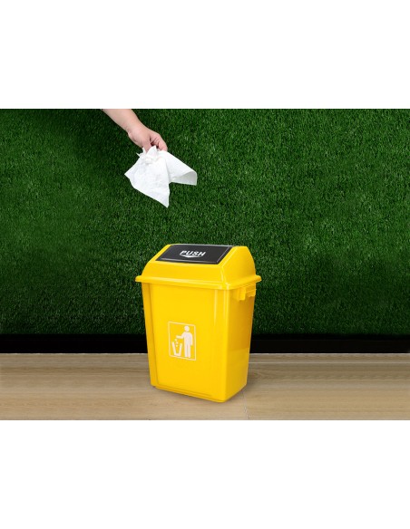 Papelera contenedor q-connect plastico con tapa de balancin 20 litros amarillo 340x240x450 mm