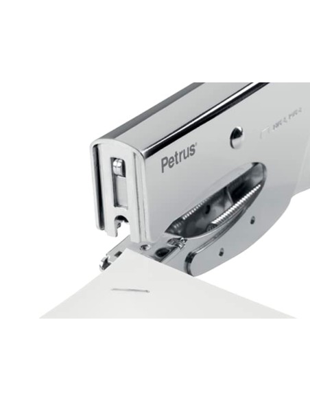 Grapadora petrus de tenaza 222 metalica cromada capacidad de grapado 40 hojas usa grapas 22/6-8 y 24/6-8