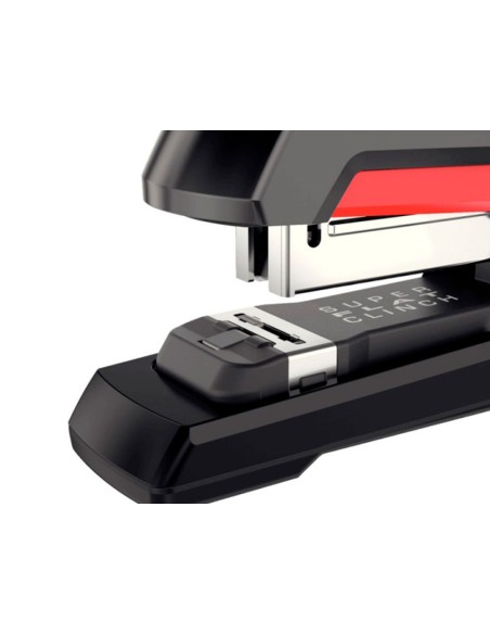 Grapadora rapid supreme s50 plastico capacidad de grapado 50 hojas usa grapas 24/6-8+ y 26/6-8+ color negro/rojo