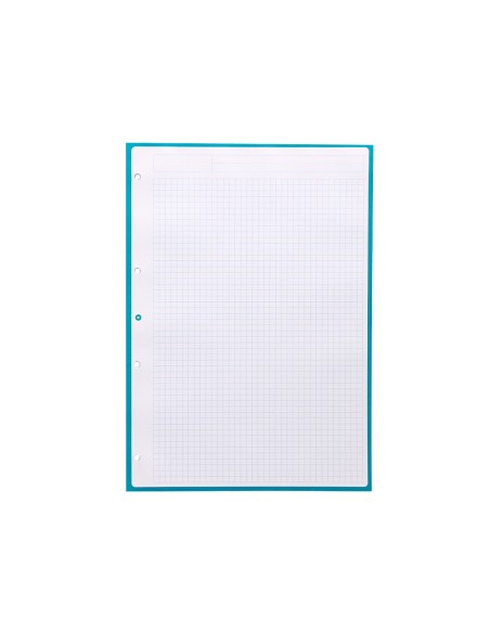 Recambio a4 antartik 80 hojas 90g/m2 cuadro 5mm 4 taladros 1 banda con marco color turquesa