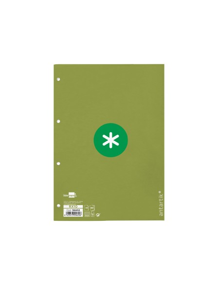 Recambio a4 antartik 80 hojas 90g/m2 cuadro 5mm 4 taladros 1 banda con marco color verde