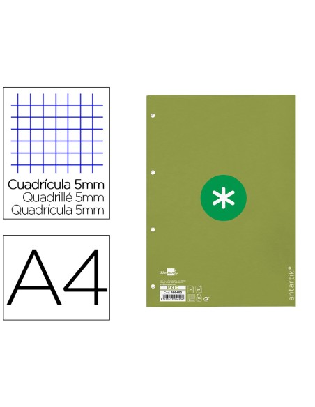 Recambio a4 antartik 80 hojas 90g/m2 cuadro 5mm...