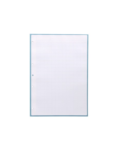 Recambio a4 antartik 80 hojas 90g/m2 cuadro 5mm 4 taladros 1 banda con marco color celeste