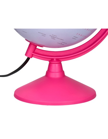 Globo terraqueo liderpapel con luz fisico y politico diametro 20 cm color rosa