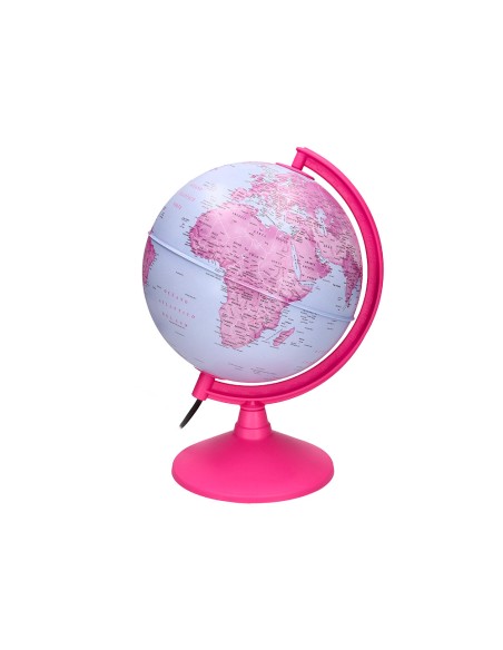 Globo terraqueo liderpapel con luz fisico y politico diametro 20 cm color rosa