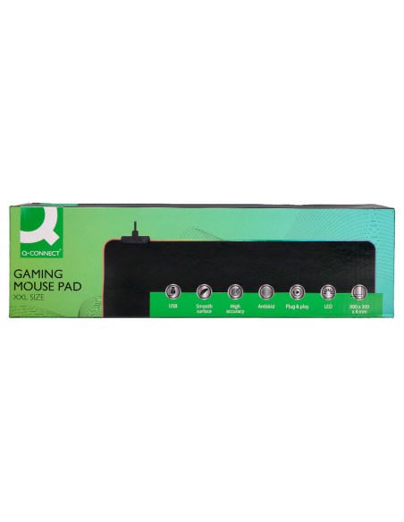 Alfombrilla para raton q-connect gaming xxl iluminacion led conexion usb color negro 800x300x4 mm