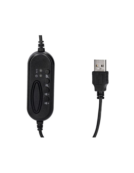 Auricular q-connect biaural diadema con microfono y control de volumen conexion usb cable de 2m color negro