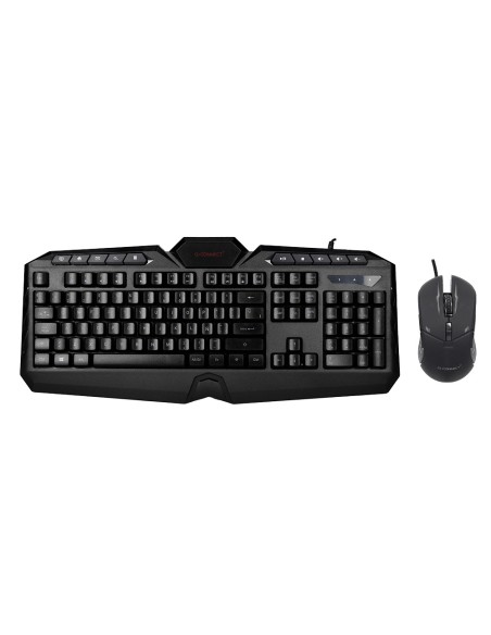 Set teclado y raton q-connect gaming con cable e iluminacion led color negro