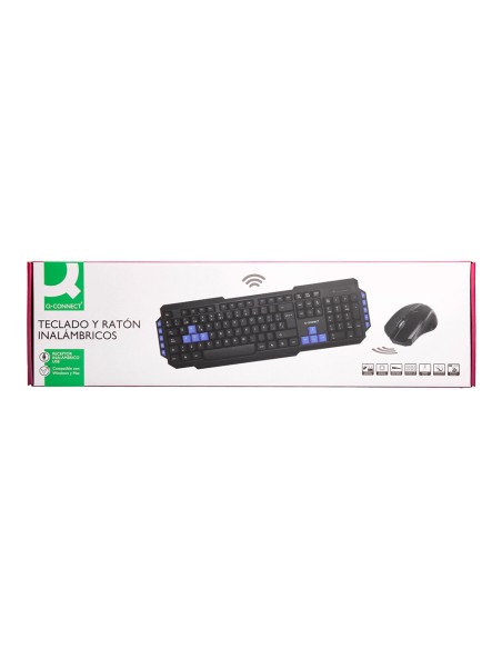 Set teclado y raton q-connect inalambrico compatible windows color negro
