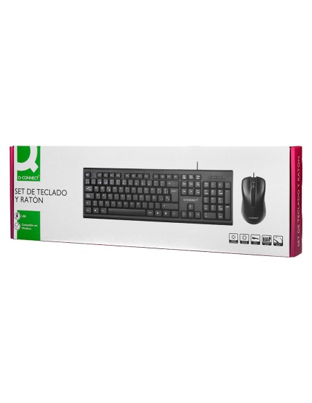 Set teclado y raton q-connect con cable color negro
