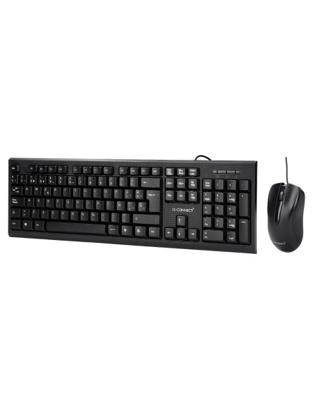Set teclado y raton q-connect con cable color negro