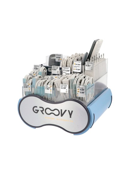 Expositor groovy sobremesa 62 piezas surtidas obsequio 1 auricular sport bluetooth neckband con microfono