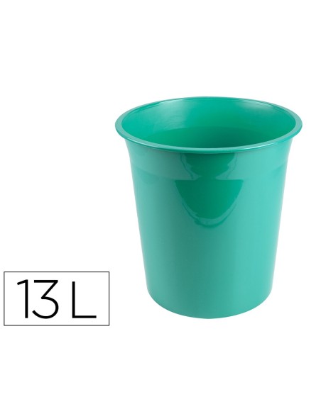 Papelera plastico liderpapel menta opaco 13...