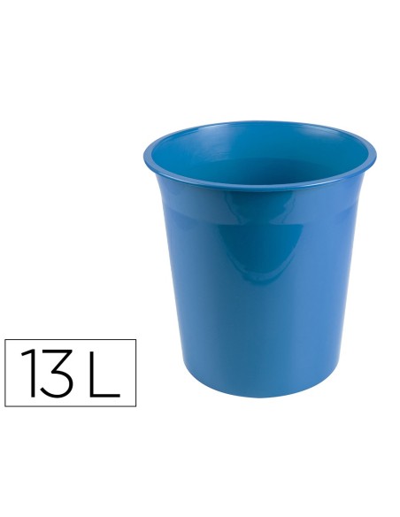 Papelera plastico liderpapel celeste opaco 13...