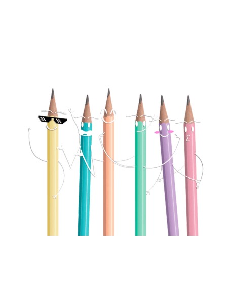 Lapices de grafito con goma stabilo swano mina 2,2 mm dureza hb expositor de 72 unidades colores pasteles