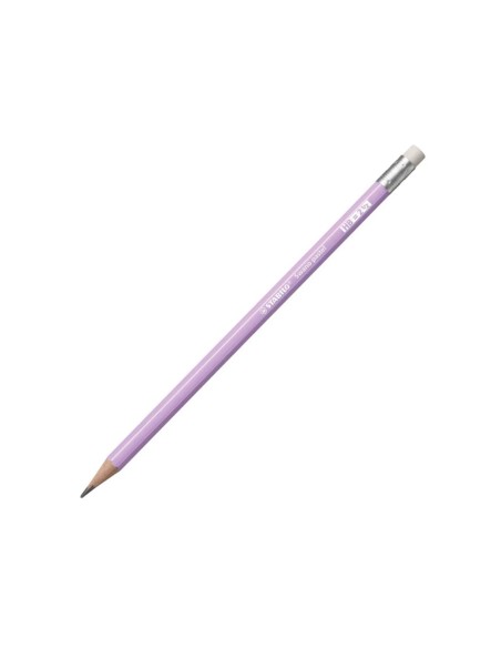 Lapices de grafito con goma stabilo swano mina 2,2 mm dureza hb expositor de 72 unidades colores pasteles