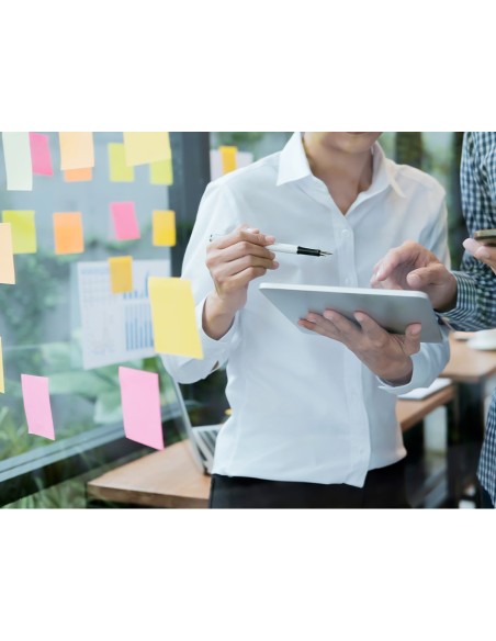 Bloc de notas adhesivas quita y pon q-connect 76x127 mm 100% papel reciclado colores pasteles en caja de carton