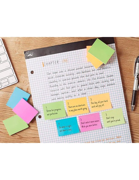 Bloc de notas adhesivas quita y pon q-connect 38x51 mm 100% papel reciclado colores pasteles en caja de carton