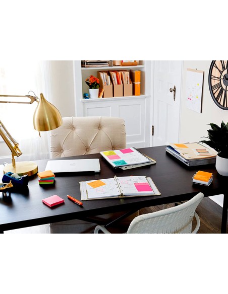 Bloc de notas adhesivas quita y pon q-connect 76x76 mm 100% papel reciclado colores pasteles en caja de carton