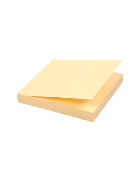 Bloc de notas adhesivas quita y pon q-connect 76x76 mm 100% papel reciclado amarillo en caja de carton