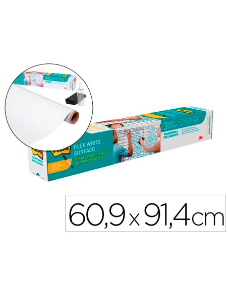 Pizarra blanca post-it super sticky flex adhesiva removible rollo 60,9x91,4 cm