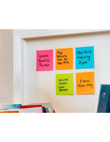 Bloc de notas adhesivas quita y pon post-it super sticky playful 76x76 mm 90 hojas 100% pefc pack de 6 unidades