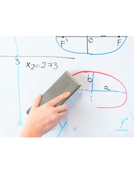 Borrador q-connect magnetico para pizarra blanca con recambio de fieltro reemplazable 15x5,5x4,5 cm