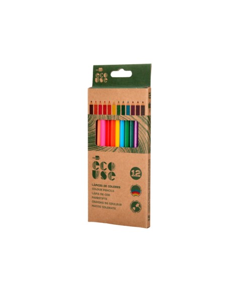 Lapices de colores liderpapel ecouse caja de 12 unidades colores surtidos con certificado fsc