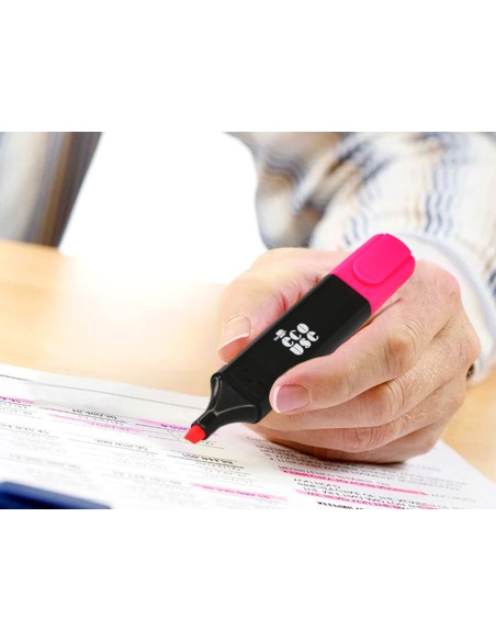 Rotulador liderpapel ecouse fluorescente fabricado con 68% plastico reciclado caja de 4 unidades colores surtidos