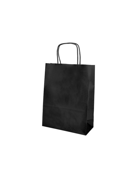 Bolsa papel q-connect celulosa negro l con asa retorcida 320x400x14 mm