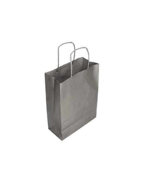 Bolsa papel q-connect kraft plata l con asa retorcida 320x400x14 mm