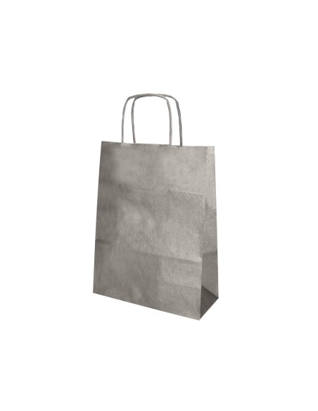 Bolsa papel q-connect kraft plata l con asa retorcida 320x400x14 mm