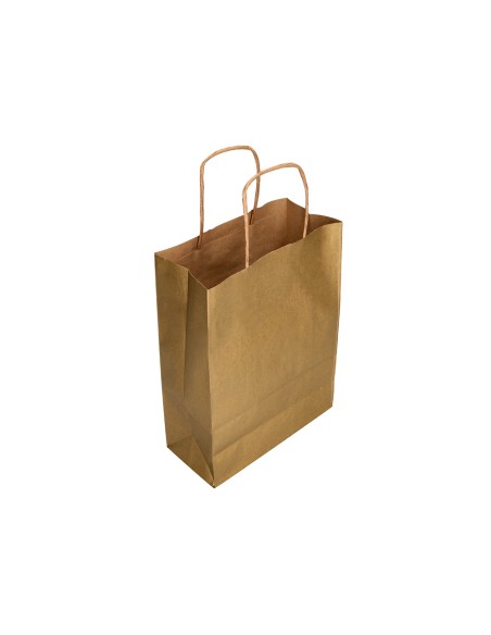 Bolsa papel q-connect kraft oro l con asa retorcida 320x400x14 mm