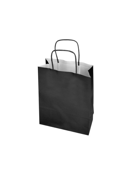 Bolsa papel q-connect celulosa negro m con asa retorcida 270x370x12 mm