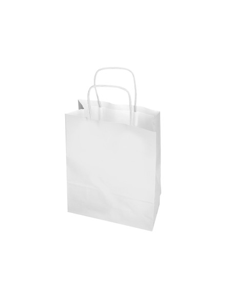 Bolsa papel q-connect celulosa blanco m con asa retorcida 270x370x12 mm
