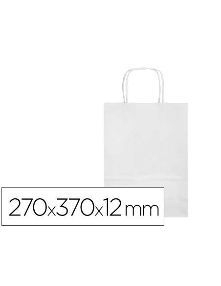 Bolsa papel q-connect celulosa blanco m con asa...