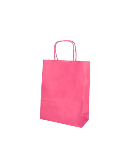 Bolsa papel q-connect celulosa rosa s con asa retorcida 240x320x10 mm