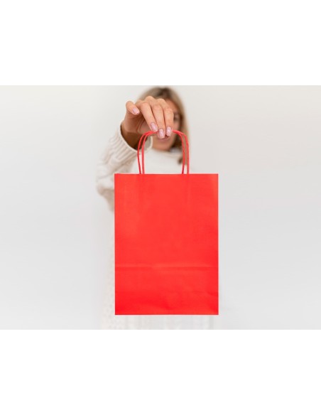 Bolsa papel q-connect celulosa rojo s con asa...