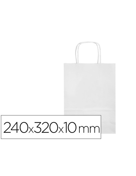Bolsa papel q-connect celulosa blanco s con asa...