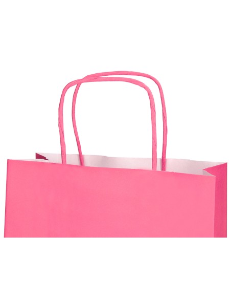 Bolsa papel q-connect celulosa rosa xs con asa retorcida 180x240x80 mm