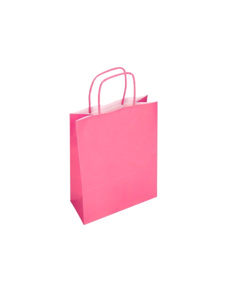 Bolsa papel q-connect celulosa rosa xs con asa retorcida 180x240x80 mm