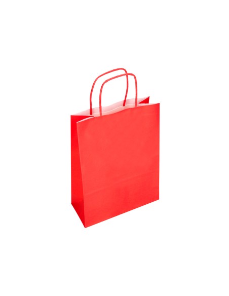 Bolsa papel q-connect celulosa rojo xs con asa retorcida 180x240x80 mm