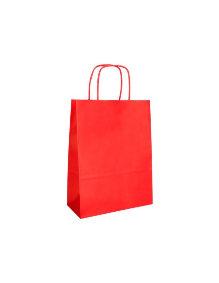Bolsa papel q-connect celulosa rojo xs con asa retorcida 180x240x80 mm