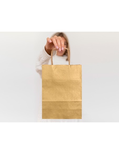 Bolsa papel q-connect kraft oro xs con asa...