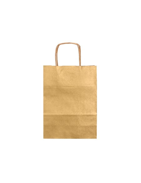 Bolsa papel q-connect kraft oro xs con asa retorcida 180x240x80 mm
