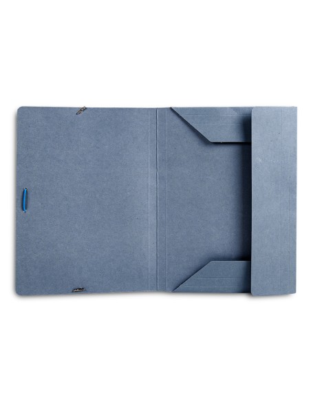 Carpeta liderpapel gomas folio 3 solapas carton pintado azul 410 g/m2