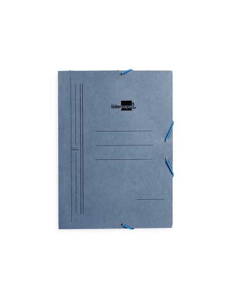 Carpeta liderpapel gomas folio 3 solapas carton pintado azul 410 g/m2