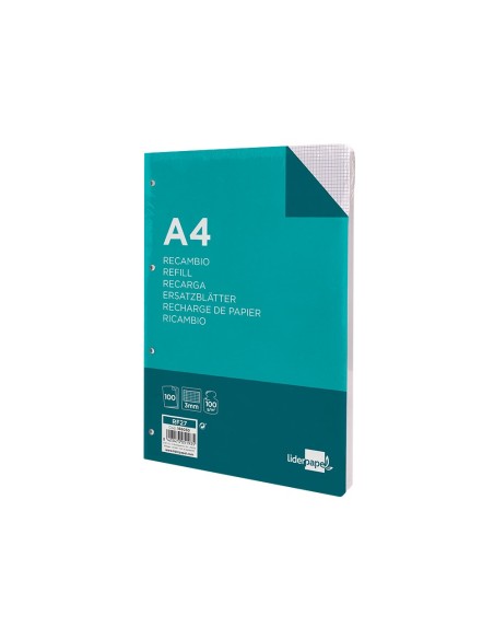 Recambio liderpapel a4 100 hojas 100g/m2 cuadro...