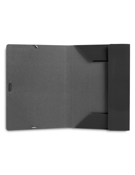 Carpeta liderpapel gomas folio 3 solapas carton plastificado color negro