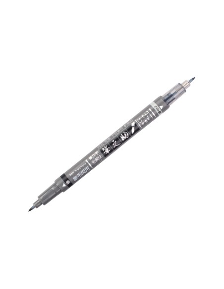 Rotulador tombow fudenosuke tinta base de agua doble punta blanda color gris/negro